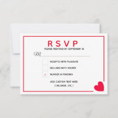 Minimal Modern Red Heart Valentijn Bruiloft RSVP Kaartje (Voorkant)