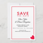 Minimal Modern Red Heart Valentijn Bruiloft Save The Date (Voorkant)