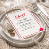 Minimal Modern Red Heart Valentijn Bruiloft Save The Date