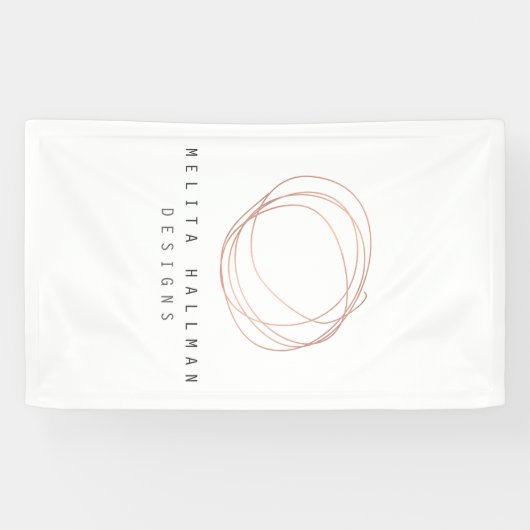 Minimal Modern Roos Gold Designer Scribble Logo Spandoek (Horizontaal)