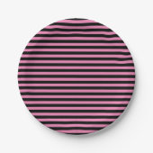 Minimal Modern Roze en Zwart Gestreept Papier Bord (Voorkant)