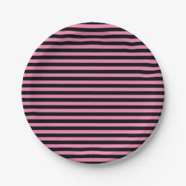 Minimal Modern Roze en Zwart Gestreept Papier Bord