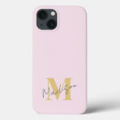 Minimal Modern Roze Initiaal Monogram Case-Mate iPhone Case (Achterkant)