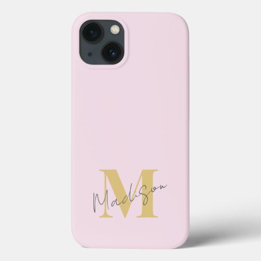 Minimal Modern Roze Initiaal Monogram Case-Mate iPhone Case (Achterkant)