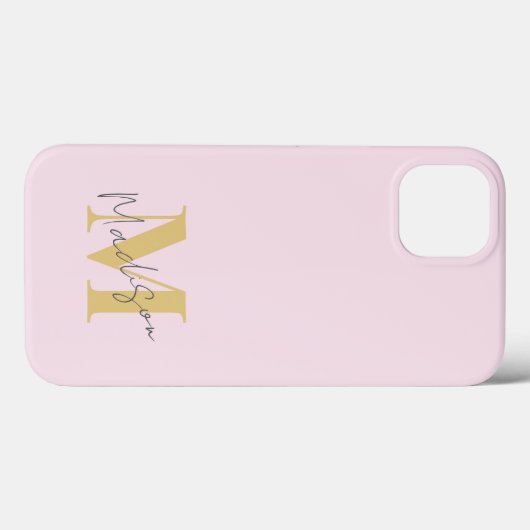 Minimal Modern Roze Initiaal Monogram Case-Mate iPhone Case (Achterkant (horizontaal))