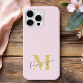 Minimal Modern Roze Initiaal Monogram Case-Mate iPhone Case