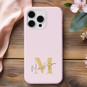 Minimal Modern Roze Initiaal Monogram Case-Mate iPhone Case