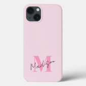 Minimal Modern Roze Initiaal Monogram Case-Mate iPhone Case (Achterkant)