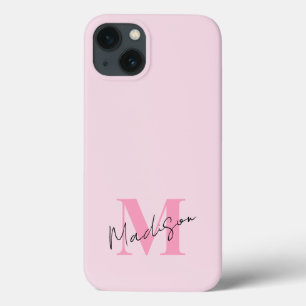 Minimal Modern Roze Initiaal Monogram Case-Mate iPhone Case