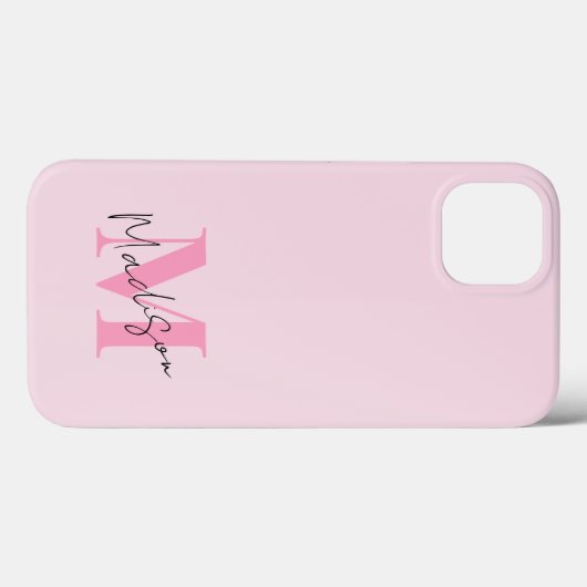 Minimal Modern Roze Initiaal Monogram Case-Mate iPhone Case (Achterkant (horizontaal))