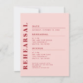 Minimal Modern Roze Rode Repetitie Diner Elegant Kaart (Voorkant)