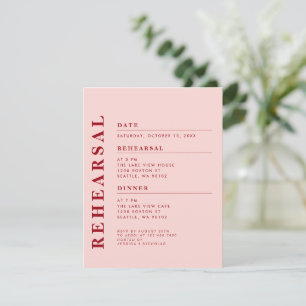 Minimal Modern Roze Rode Repetitie Diner Elegant Kaart