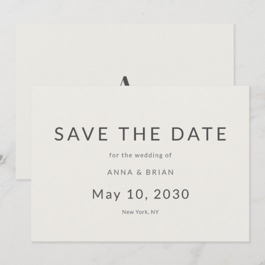 Minimal Modern Save the Date with Monogram (Voorkant / Achterkant)