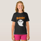 Minimal Modern Schattige Ghost met BOO! -woorden T-shirt (Voorkant volledig)
