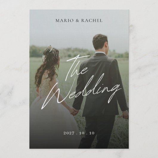 Minimal Modern Script Elegant Wedding Photo  Kaart (Voorkant)