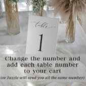 Minimal Modern Simple Wedding Table Numbers 4x6 Reclamebord Met Voetstuk