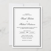 Minimal Modern Stijlvol Zwart Script Lijst Wedding Kaart (Voorkant)