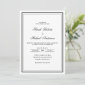 Minimal Modern Stijlvol Zwart Script Lijst Wedding Kaart (Staand voorkant)