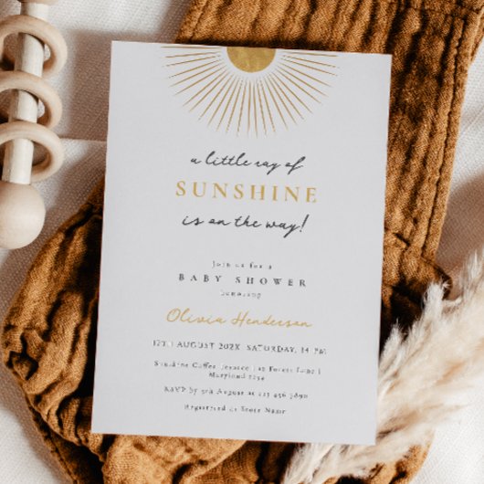 Minimal Modern Sun Sunshine Baby shower Invitation Kaart