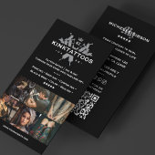 Minimal Modern Tattoo Artist Tattooist Black Grid Visitekaartje