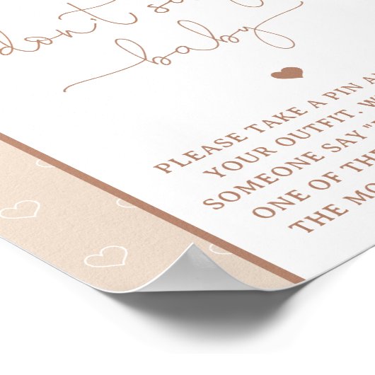 Minimal Modern Teddy Bear Dont Say Baby spel Poster (Hoek)