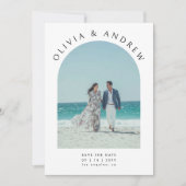 Minimal Modern Typography Arch Photo Wedding Save The Date (Voorkant)