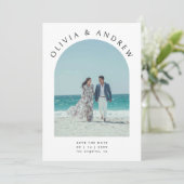 Minimal Modern Typography Arch Photo Wedding Save The Date (Staand voorkant)