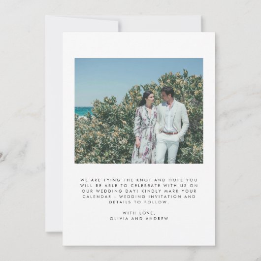 Minimal Modern Typography Arch Photo Wedding Save The Date (Achterkant)