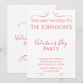 Minimal Modern Valentijnsdag Party Kaart (Voorkant / Achterkant)