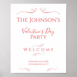 Minimal Modern Valentijnsdag Party Welkom Poster
