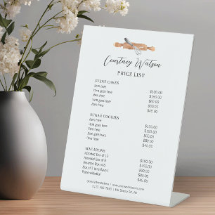 Minimal Modern Waterverf Cake Bakkerij prijslijst Reclamebord Met Voetstuk