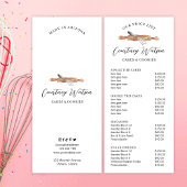 Minimal Modern Waterverf Cake Bakkerij prijslijst Reclamekaart
