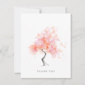 Minimal Modern Waterverf Tree Pink Bedankkaart (Voorkant)