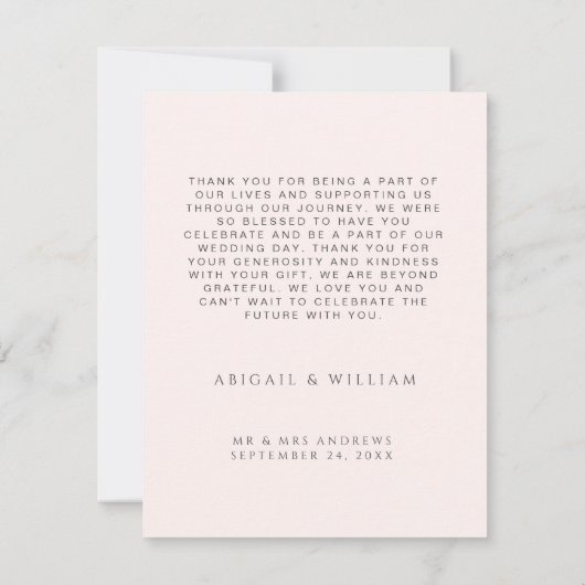 Minimal Modern Waterverf Tree Pink Bedankkaart (Achterkant)