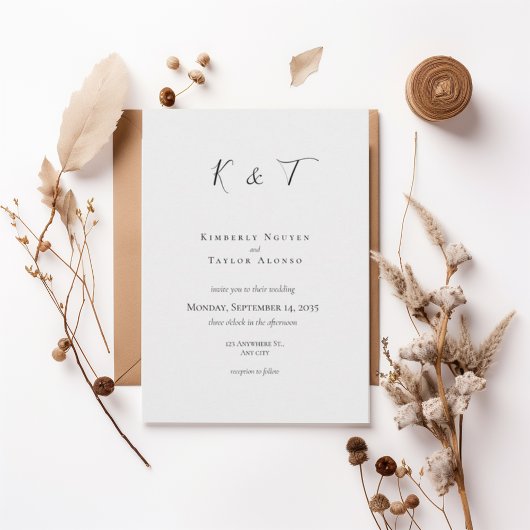 Minimal Modern Wedding Invitation Kaart