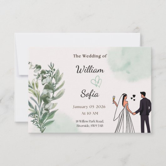 Minimal Modern Wedding Invitation RSVP Kaartje (Voorkant)