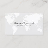 Minimal modern, wereldkaart op zeer bleek grijs visitekaartje (Voorkant)