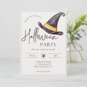 Minimal Modern Witch Pet Halloween Party Kaart (Staand voorkant)