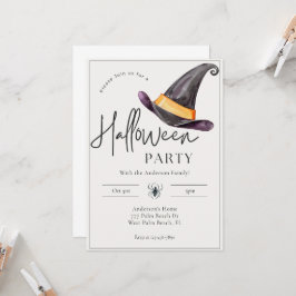 Minimal Modern Witch Pet Halloween Party Kaart