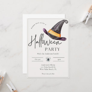Minimal Modern Witch Pet Halloween Party Kaart