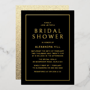 Minimal Modern Zwart & Goud Vrijgezellenfeest Gold Folie Uitnodiging