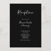 Minimal Modern Zwart Wit Wedding Receptie Kaart (Voorkant)