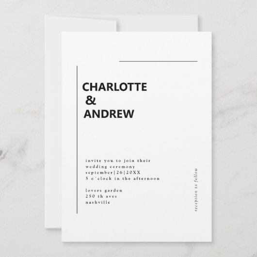 Minimal, moderne Einladung Kaart (Voorkant)