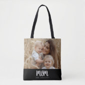 Minimal Mom Established Script Black Photo Tote Bag (Voorkant)