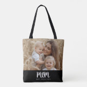 Minimal Mom Established Script Black Photo Tote Bag (Achterkant)