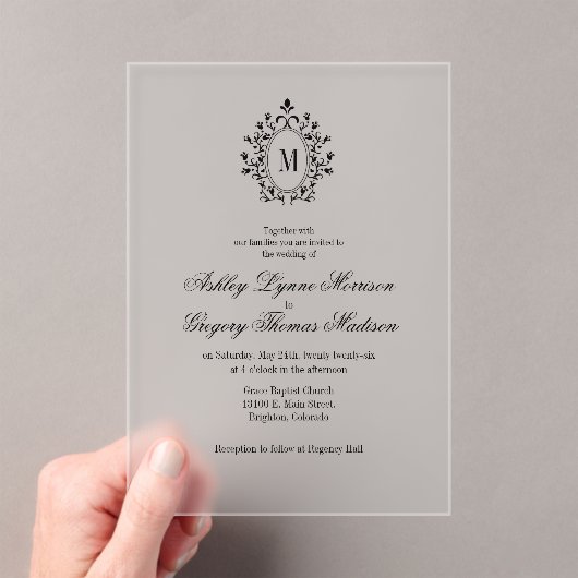 Minimal Monogram Acrylic Wedding Invitation Acryl Uitnodigingen (Insitu (Draagbaar))