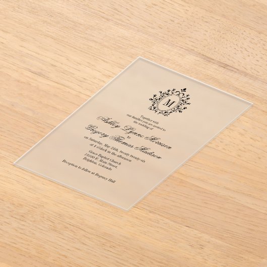 Minimal Monogram Acrylic Wedding Invitation Acryl Uitnodigingen (Laagn)