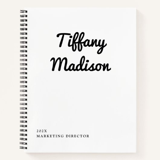 Minimal Monogram Black and White Custom Name Year Notitieboek (Voorkant)