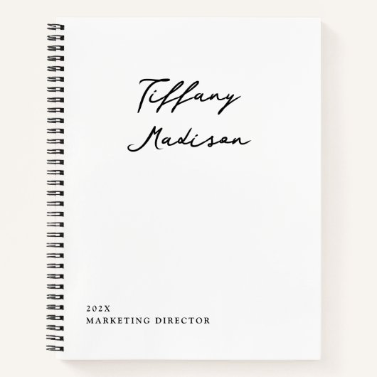Minimal Monogram Black and White Custom Name Year Notitieboek (Voorkant)