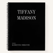 Minimal Monogram Black and White Custom Name Year Notitieboek (Voorkant)